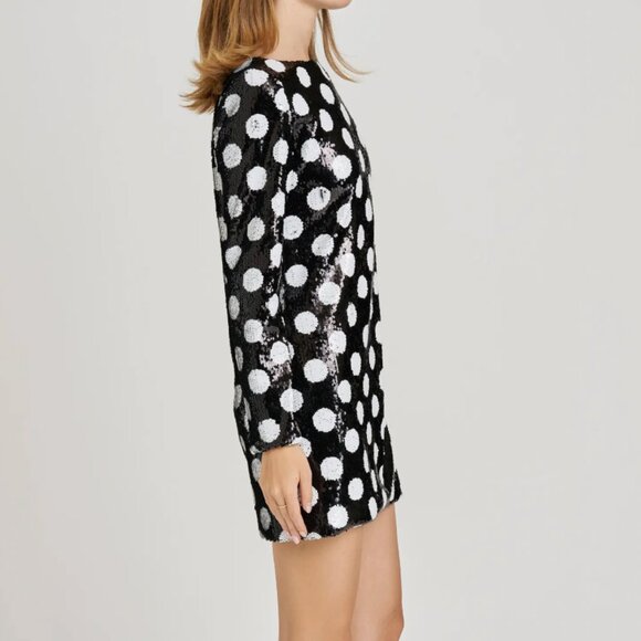 Betty Polka Dot Long Sleeve Sequin Minidress - Picture 2 of 4
